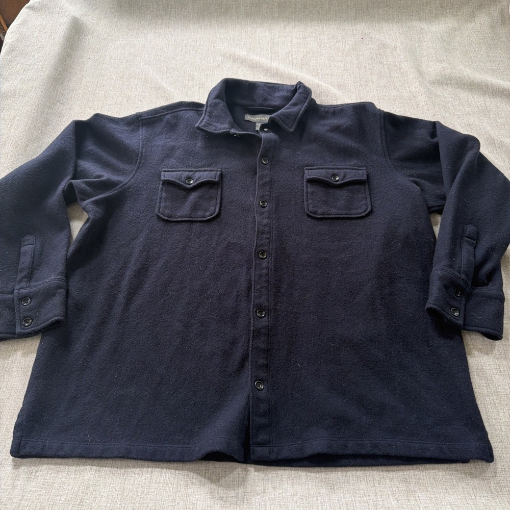Vintage Wool Shacket Men's XL Banana Republic Navy Classic Y2K Utility‎ Workwear